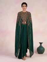 Green mughal floral designer women indo western suit