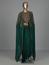 Green mughal floral designer women indo western suit