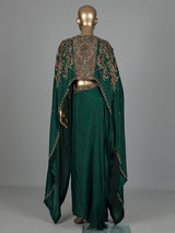 Green mughal floral designer women indo western suit