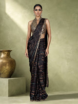 Black foil shimmer couture designer women ready to wear saree