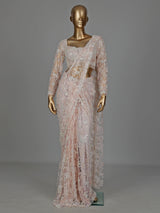 Peach crystal embellished designer women ready to wear saree