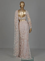 Peach crystal embellished designer women ready to wear saree