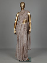 Beige luxury crystal fringe designer women ready to wear saree