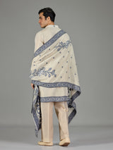 Pastel cream floral men kurta suit