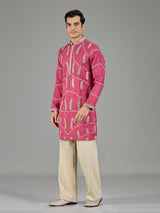 Pink gotta patti zigzag men kurta suit