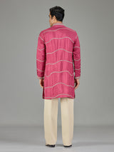 Pink gotta patti zigzag men kurta suit