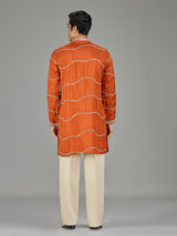Orange gotta patti silk men kurta suit