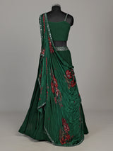 Bottle green floral drape designer women lehenga choli
