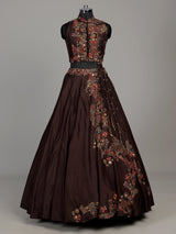 Brown tribal print designer women lehenga choli