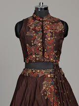 Brown tribal print designer women lehenga choli