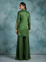 Green mughal medallion designer women palazzo suit