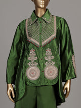 Green mughal medallion designer women palazzo suit