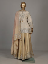 Cream ornamental bib luxury women palazzo suit