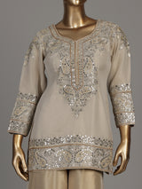 Cream ornamental bib luxury women palazzo suit