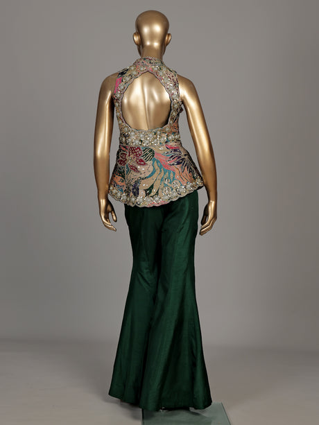 Green persian floral premium women sharara suit