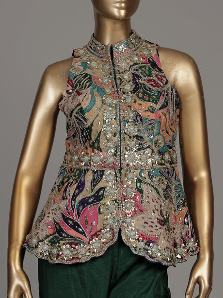 Green persian floral premium women sharara suit