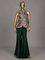 Green persian floral premium women sharara suit