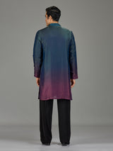 Teal purple shaded cutdana men kurta suit