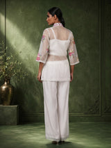 White botanical garden luxury women palazzo suit