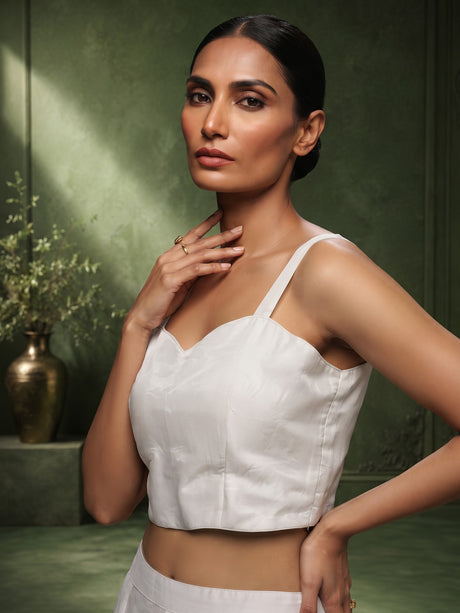White botanical garden luxury women palazzo suit