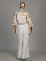 White botanical garden luxury women palazzo suit