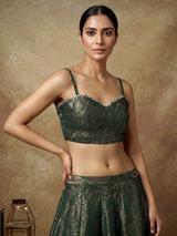 Green crystal cape designer women palazzo suit