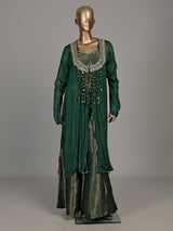 Green crystal cape designer women palazzo suit