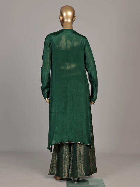 Green crystal cape designer women palazzo suit