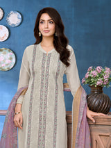 Light grey resham detail women pant suit