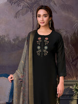 Black embroidered elegance women pant suit