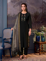 Black embroidered elegance women pant suit