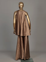 Brown floral satin silk women palazzo suit
