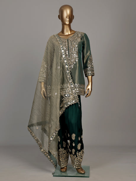 Bottle green punjabi luxury women salwar suit