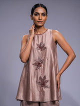 Pink botanical applique designer women palazzo suit