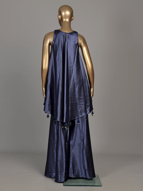 Blue mughal medallion premium women palazzo suit