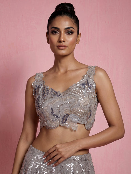 Grey stardust botanical premium women lehenga choli