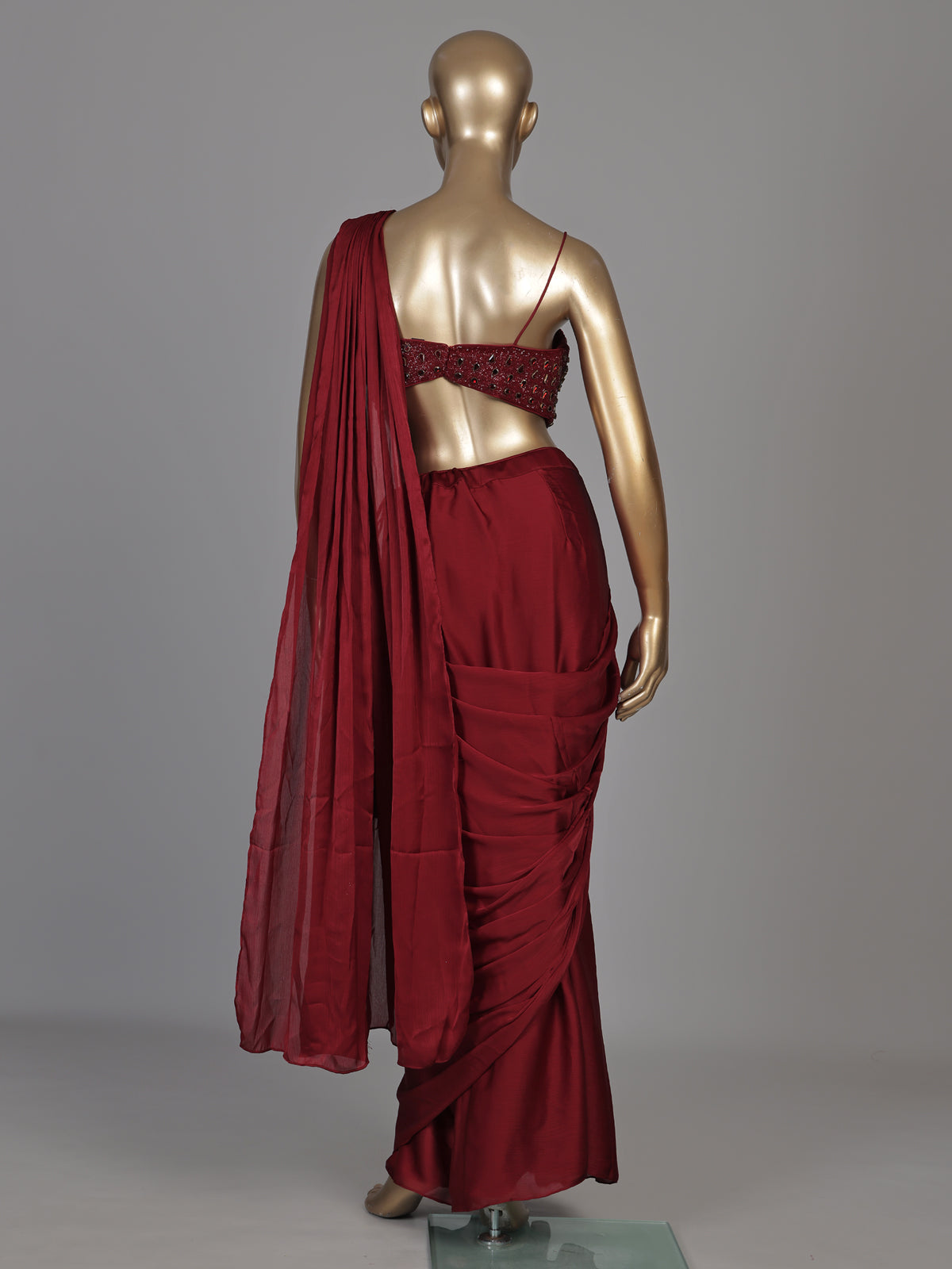 Red tassel accent designer women ready to wear saree