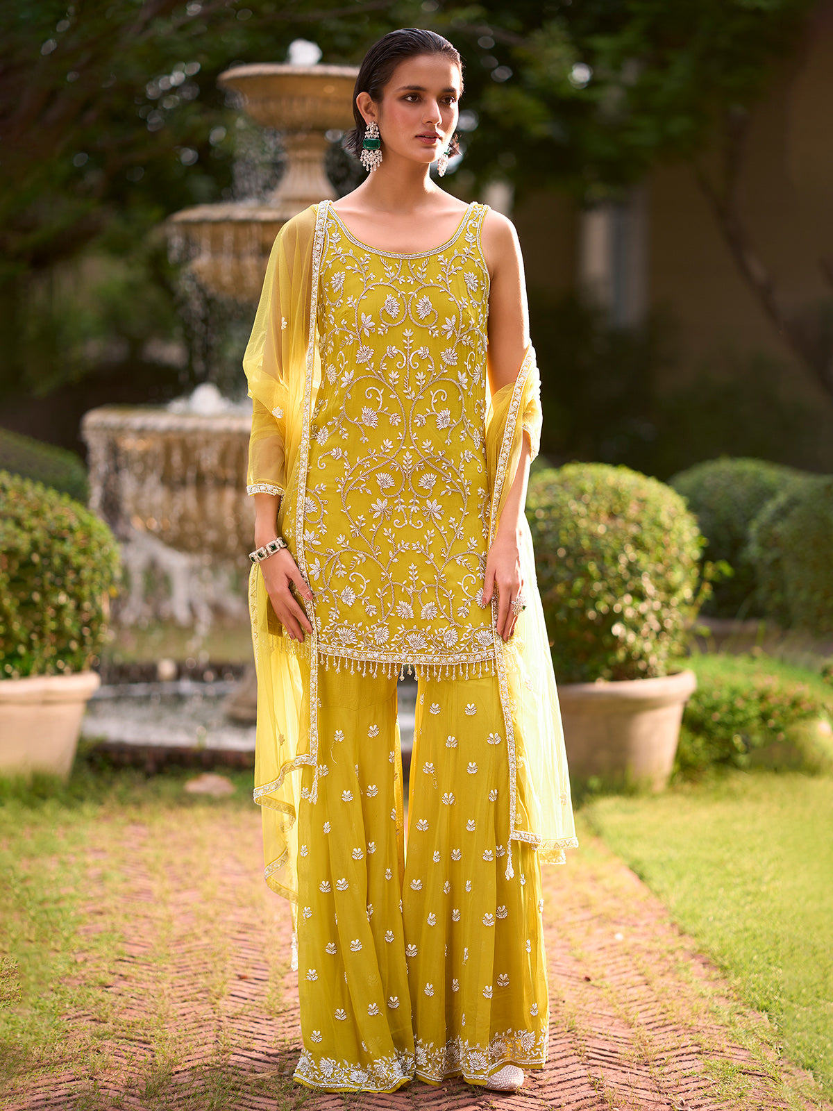 Yellow acanthus garden women sharara suit