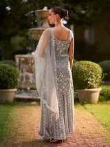Grey crystal lattice women sharara suit