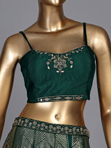 Bottle green zari jacket women palazzo suit