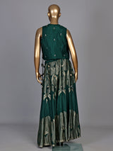 Bottle green zari jacket women palazzo suit