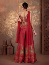 Rani pink bandhani printed women sharara suit