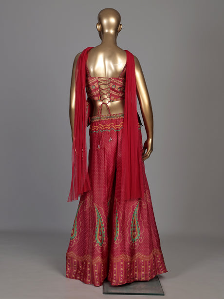 Rani pink bandhani printed women sharara suit