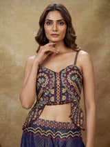 Blue bandhani printed women sharara suit