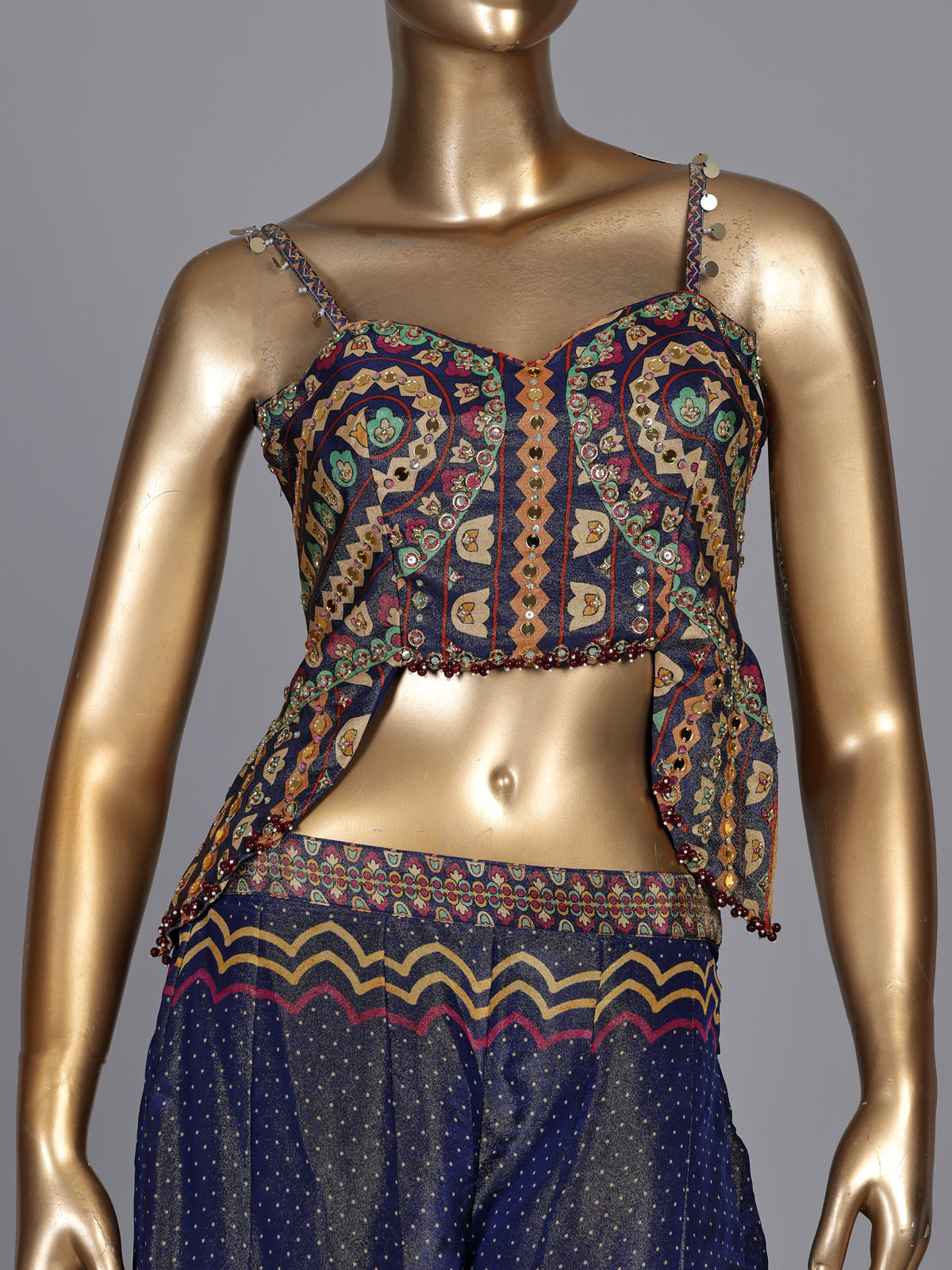 Blue bandhani printed women sharara suit