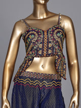 Blue bandhani printed women sharara suit