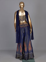 Blue bandhani printed women sharara suit