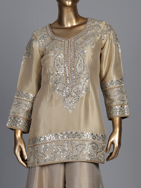 Gold ornamental women sharara suit