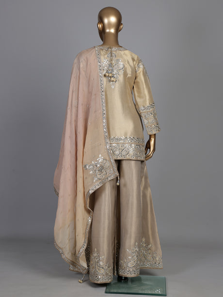 Gold ornamental women sharara suit