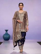 Beige mirrorwork festive women salwar suit